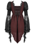 Devil Fashion Crimsonique Womens Gothic Chiffon Blouse Top - Red & Black