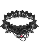 Punk Rave Barcarolle Black Rose Gothic Lace Choker Necklace