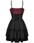 Dark In Love Gothic Crucifix Punk Cobweb Mini Dress - Black & Red
