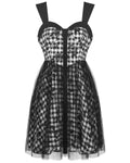 Punk Rave Daily Life SkullFlower Lolita Mini Dress - Black & White Plaid