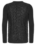 Punk Rave Mens Dark Dystopian Gothic Sectional Broken Knit Top