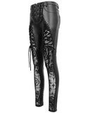 Devil Fashion Womens Gothic Faux Leather Skull Mesh Pants