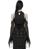 Punk Rave Womens Dark Decadence Gothic Cold Shoulder Top