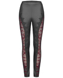 Punk Rave Embers Fire Gothic Leggings - Black & Red