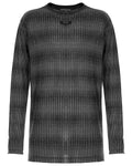 Punk Rave Mens Dark Punk Striped Knit Sweater Top - Black & Grey