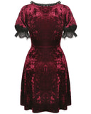 Dark In Love Nightingales Rose Gothic Mini Dress - Red Velvet