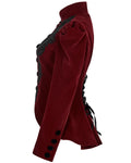 Punk Rave Vesperina Womens Gothic Velvet Riding Jacket - Red