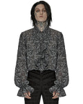 Punk Rave Mens Gothic Embossed Chiffon Dress Shirt - Grey