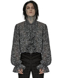 Punk Rave Mens Gothic Embossed Chiffon Dress Shirt - Grey