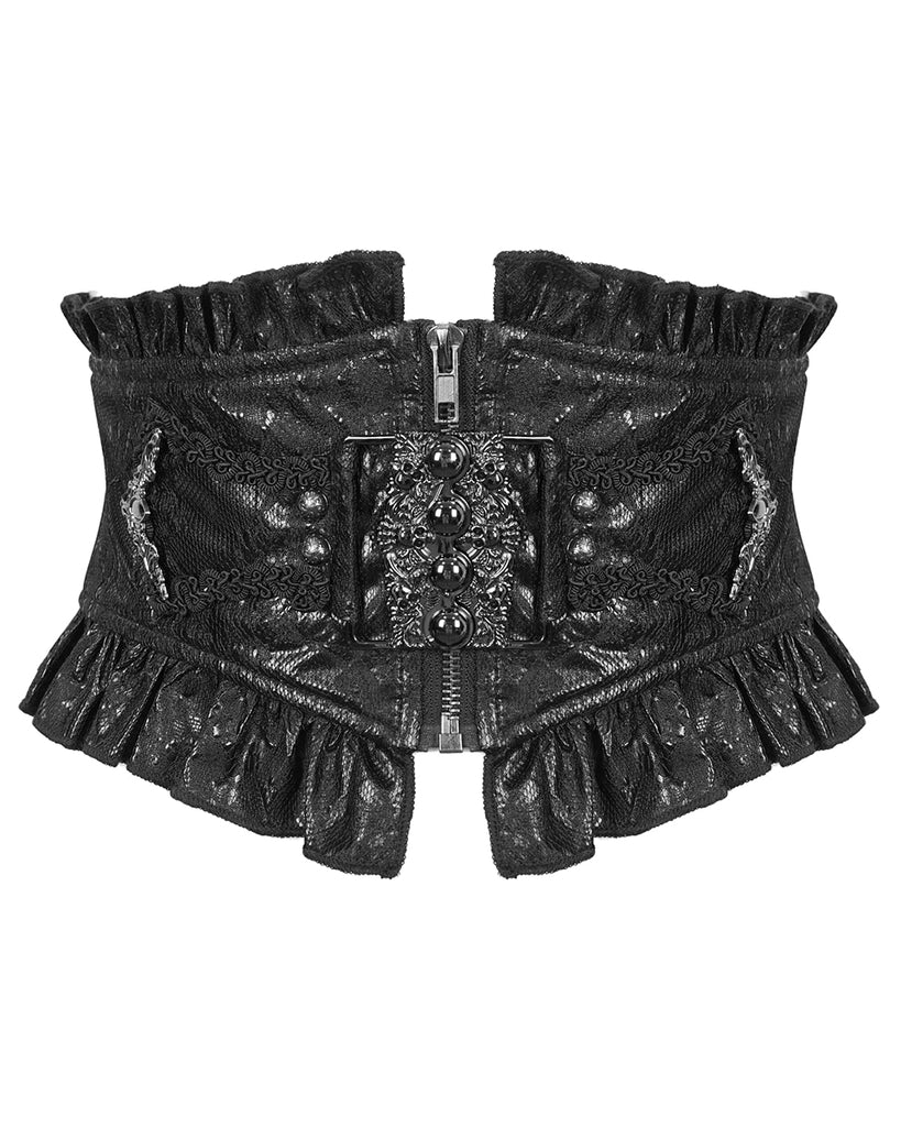 Devil Fashion Black Gothic Punk Studded Underbust Corset Style Waistcoat  for Women 