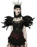 Punk Rave Womens Decadent Gothic Faux Feather Harness Shrug