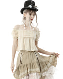 Dark In Love Steampunk Lolita Lace Frill Off Shoulder Top