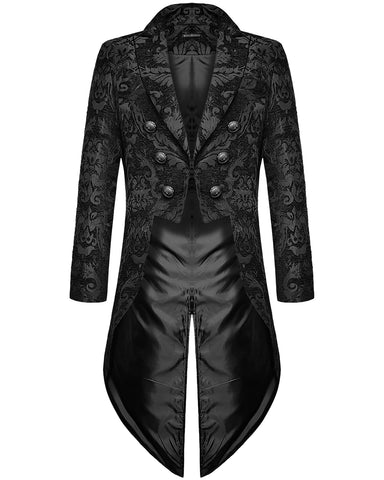 Devil Fashion Cavalier Mens Steampunk Tailcoat - Black Damask