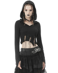 Dark In Love Ananke Gothic Lace Up Hooded Top