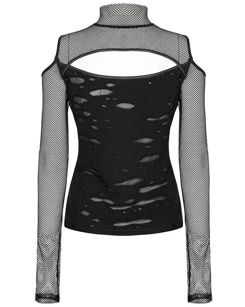 Punk Rave Womens Apocalyptic Punk Broken Knit & Fishnet Top – Violent ...