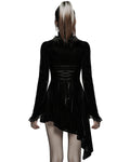 Punk Rave Womens Gothic Asymmetric Velvet Evening Dress - Black -