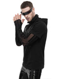 Devil Fashion Mens Cyberpunk Hooded Cowl Neck Tee