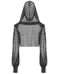 Punk Rave Daily Life Casual Punk Cropped Mesh Hoodie