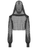 Punk Rave Daily Life Casual Punk Cropped Mesh Hoodie