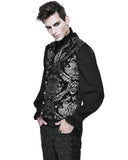 Devil Fashion Cavalier Mens Waistcoat Vest - Black & Silver
