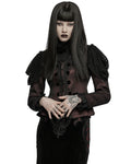 Punk Rave Womens Gothic Lolita Lace Applique Jacket - Red & Black