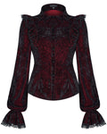 Punk Rave Nightshade Womens Gothic Velvet Blouse Top - Red
