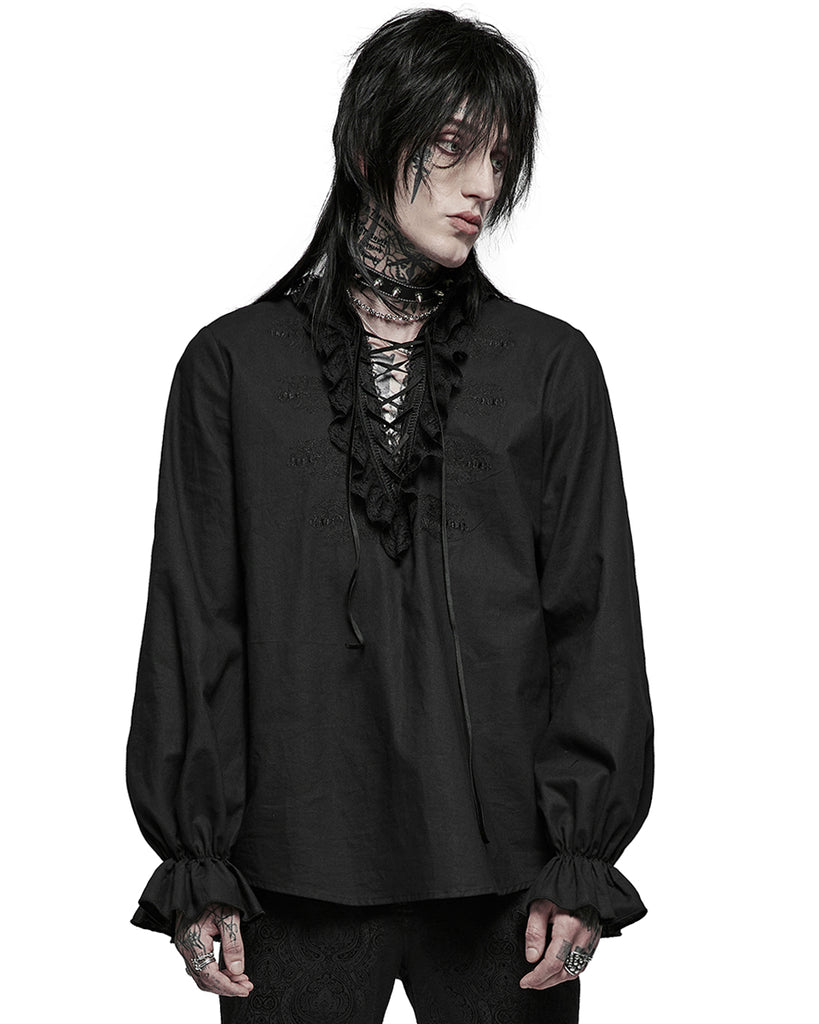 Punk Rave Mens Gothic Embroidered Wishbone Pirate Shirt – Violent Delights